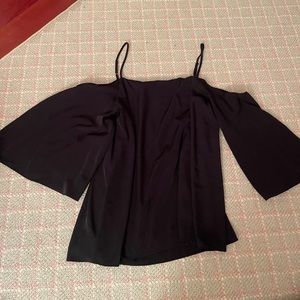 Bar III black Off shoulder draped top